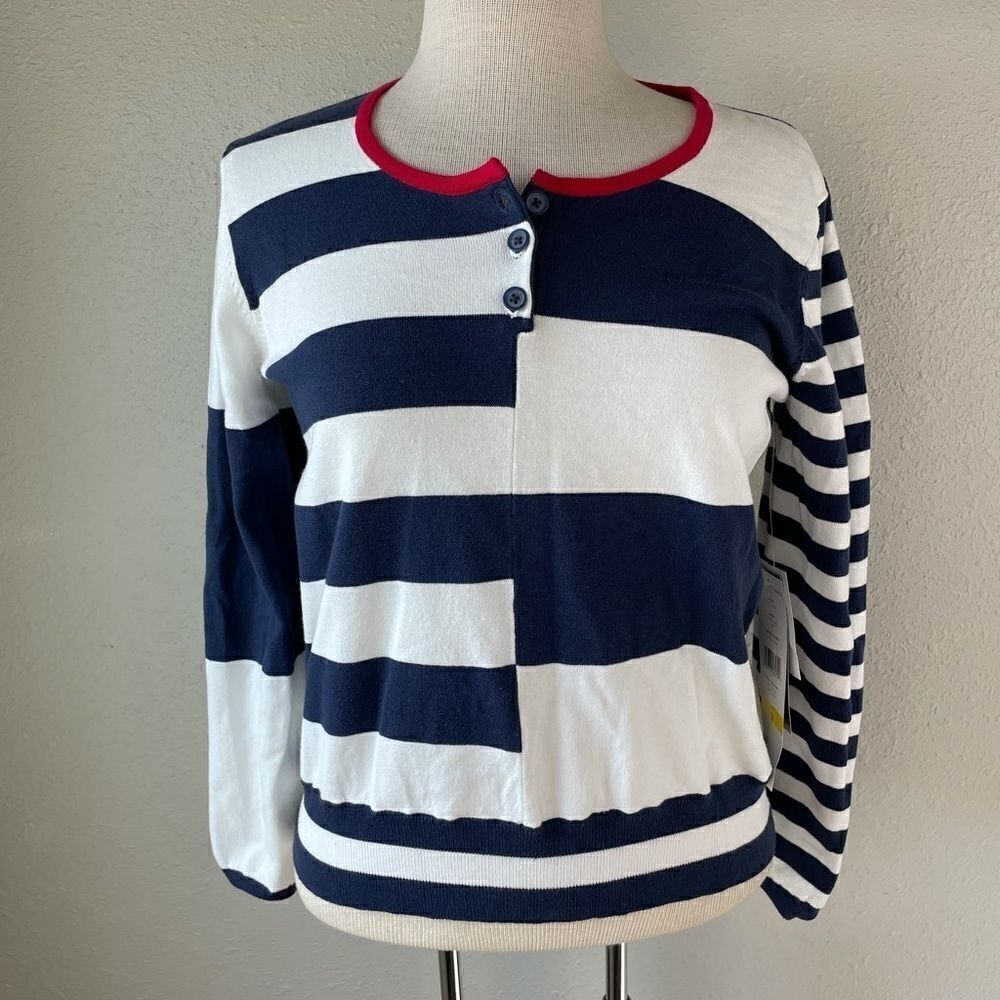 NWT Josephine Chaus Striped Long Sleeve Top Size M